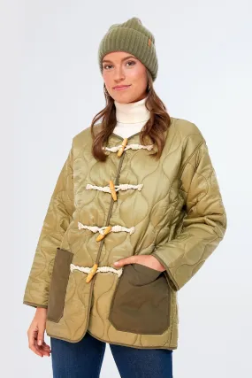 Olive Padded Toggle Button Jacket