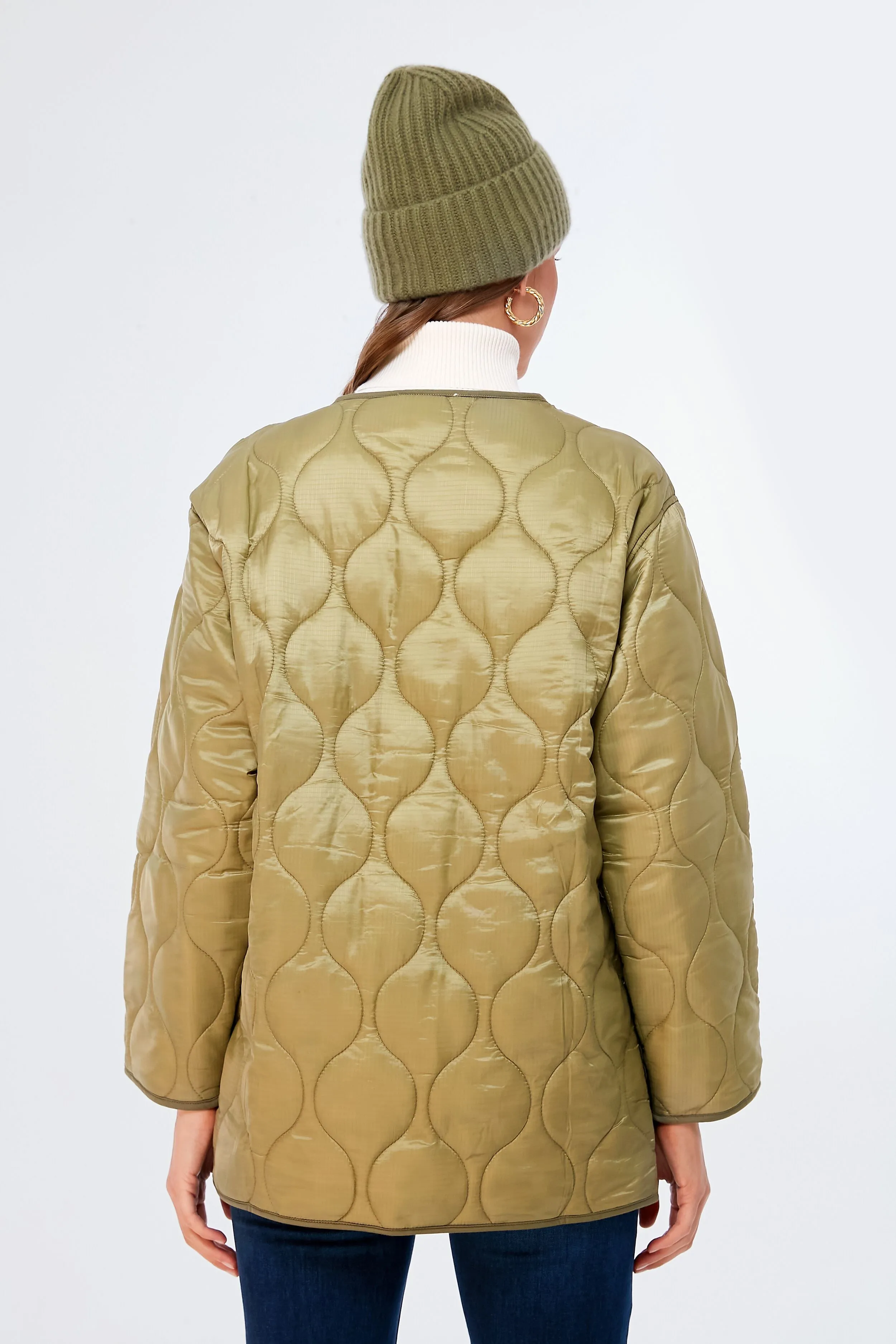 Olive Padded Toggle Button Jacket