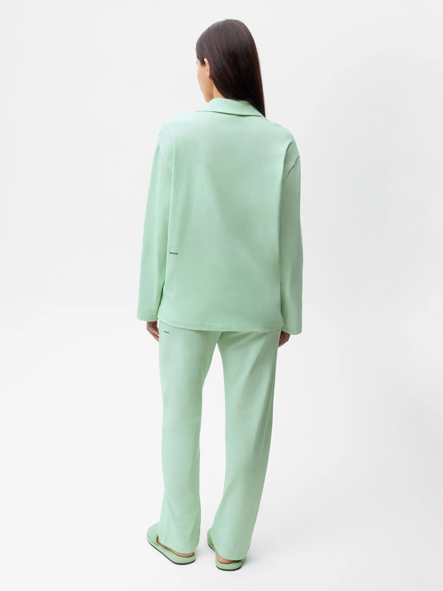 Organic Cotton Pajama Loose Track Pants—lagoon green