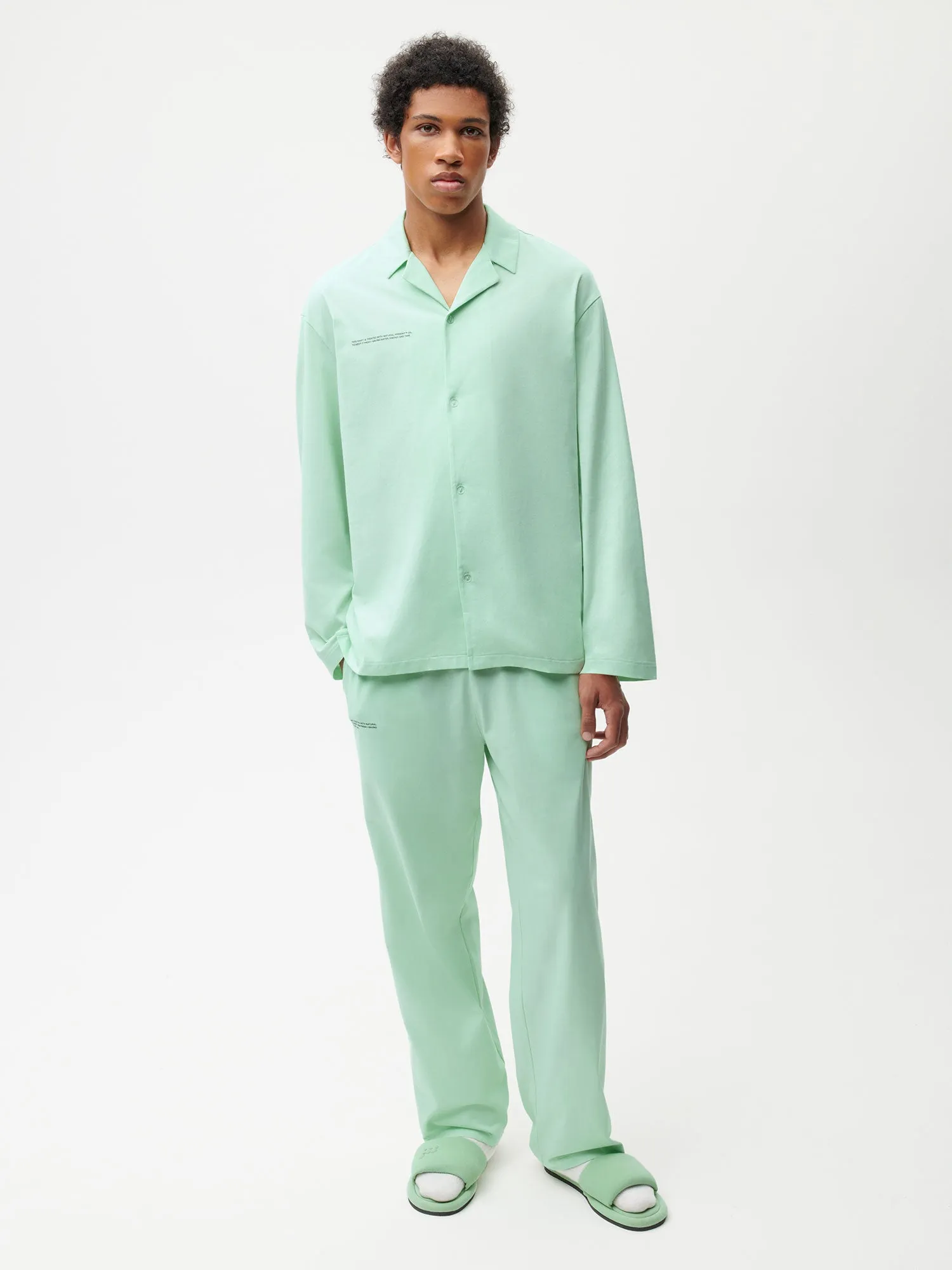 Organic Cotton Pajama Loose Track Pants—lagoon green