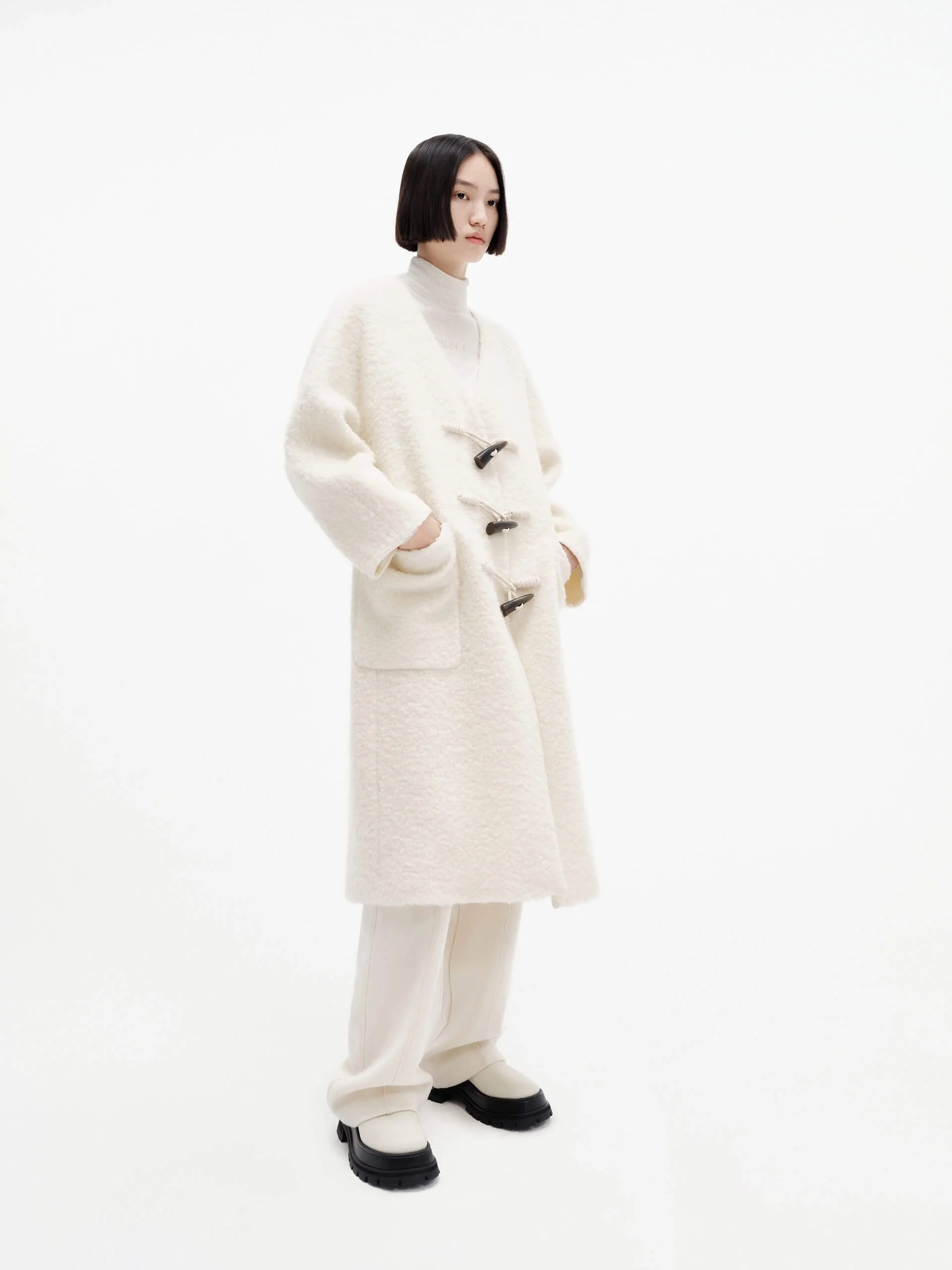 Oversize Boucle Knit Coat