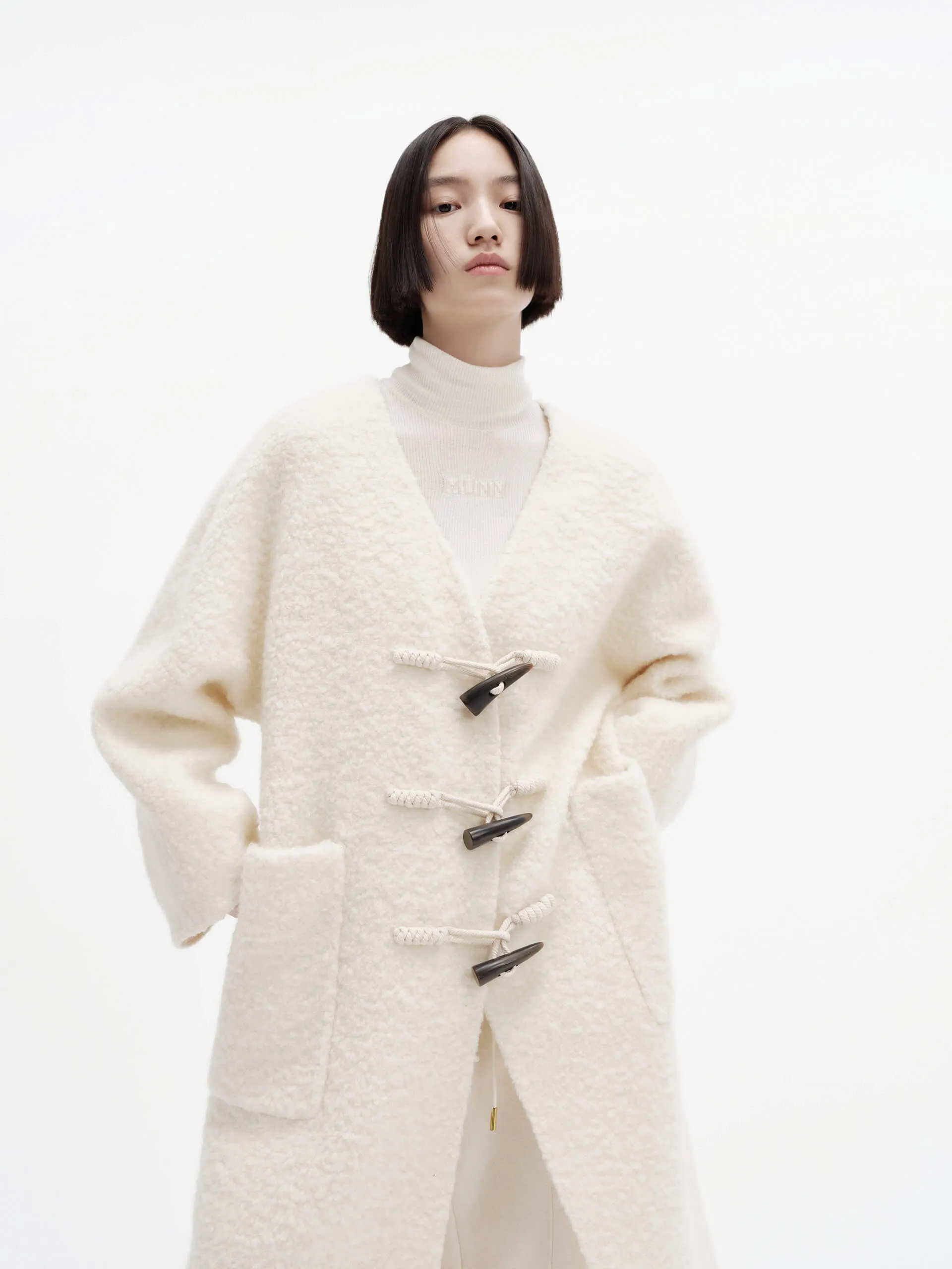 Oversize Boucle Knit Coat