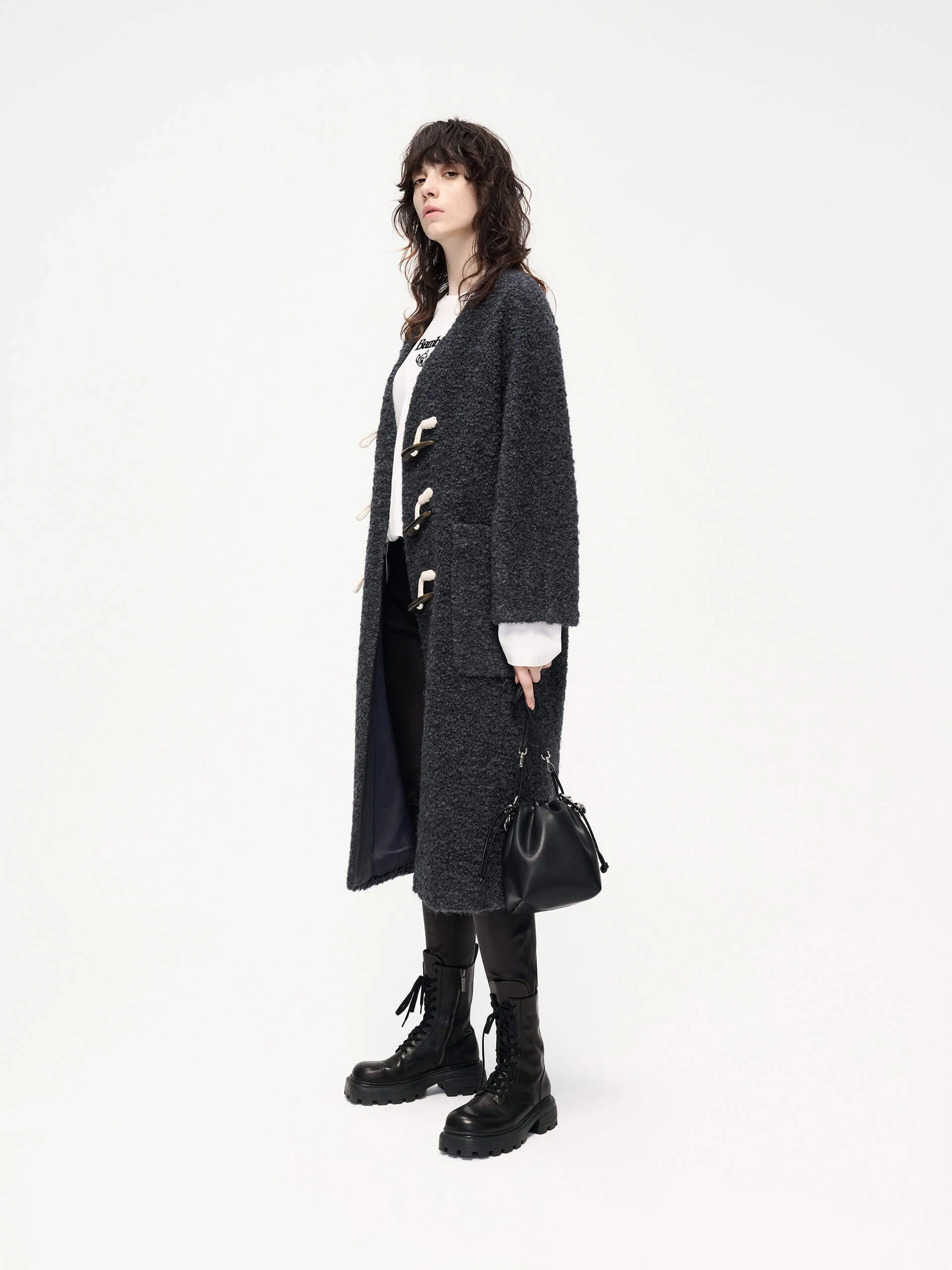 Oversize Boucle Knit Coat