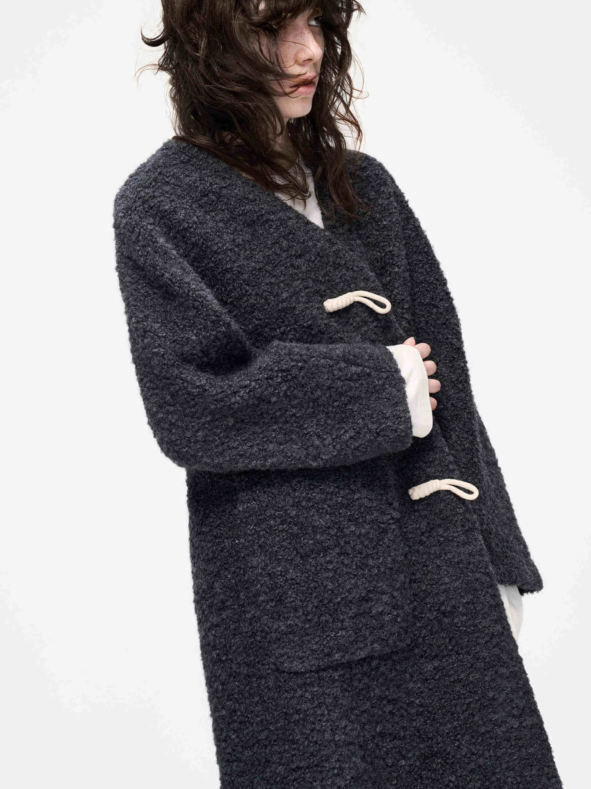 Oversize Boucle Knit Coat