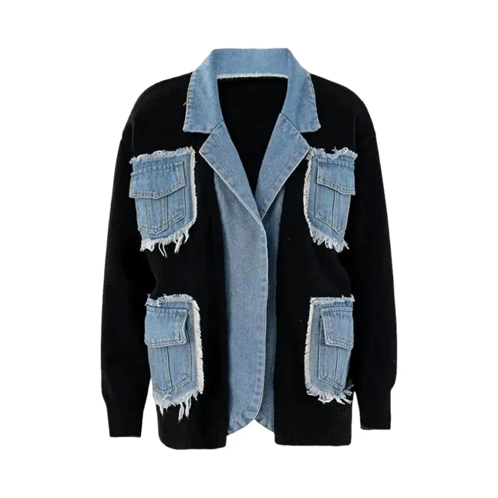 Oversized women's jean cardigan