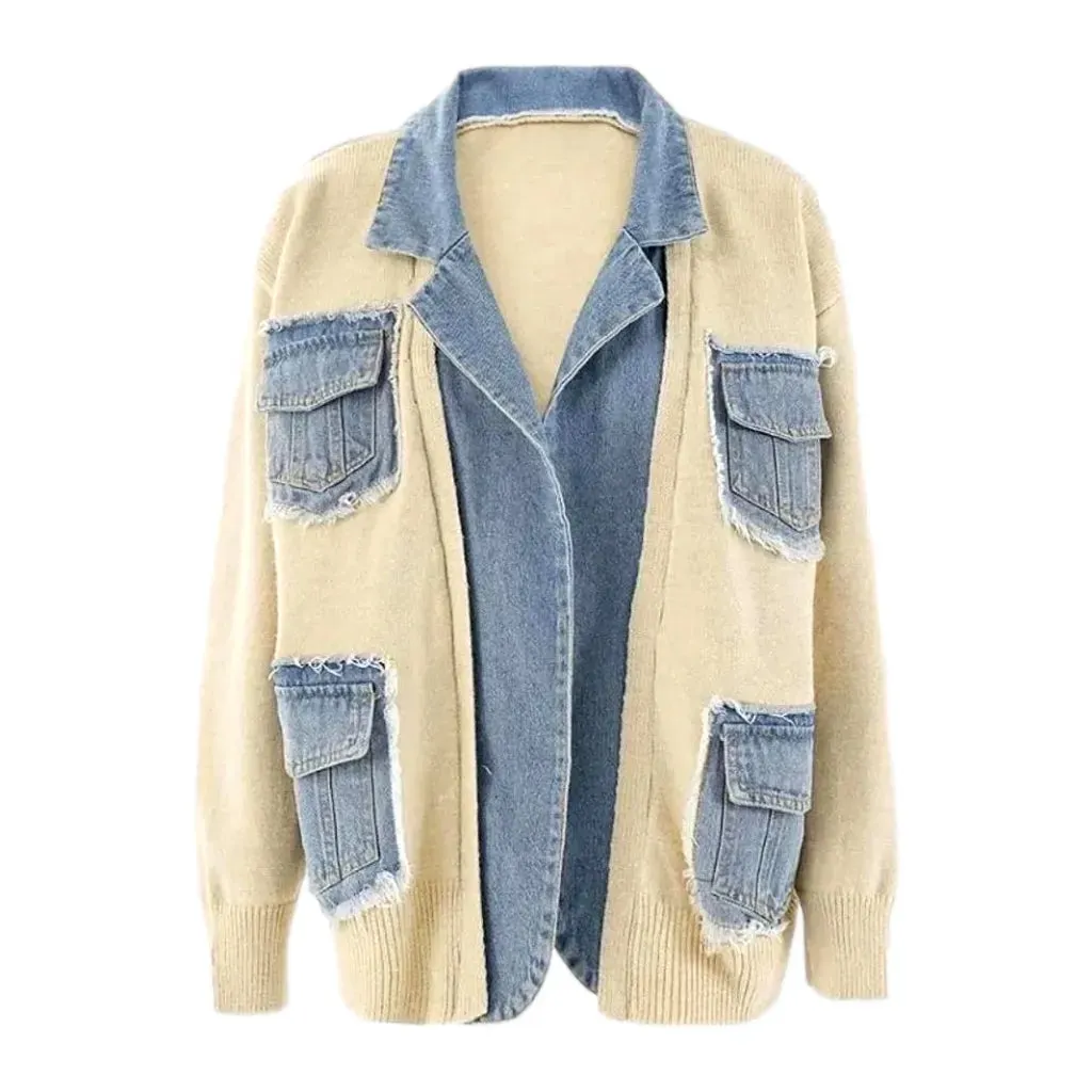 Oversized women's jean cardigan