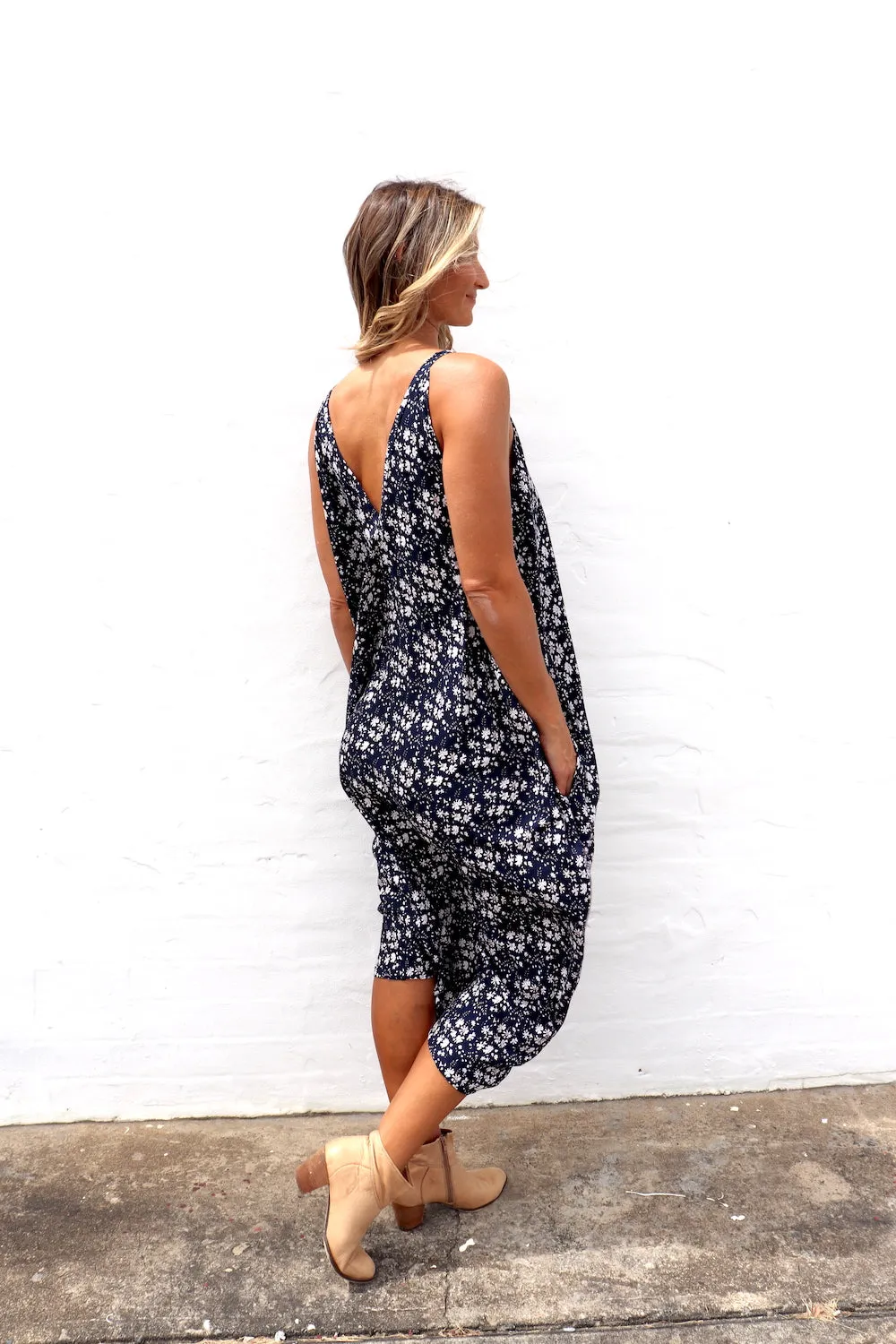 Palm Cove Dress Navy Flower