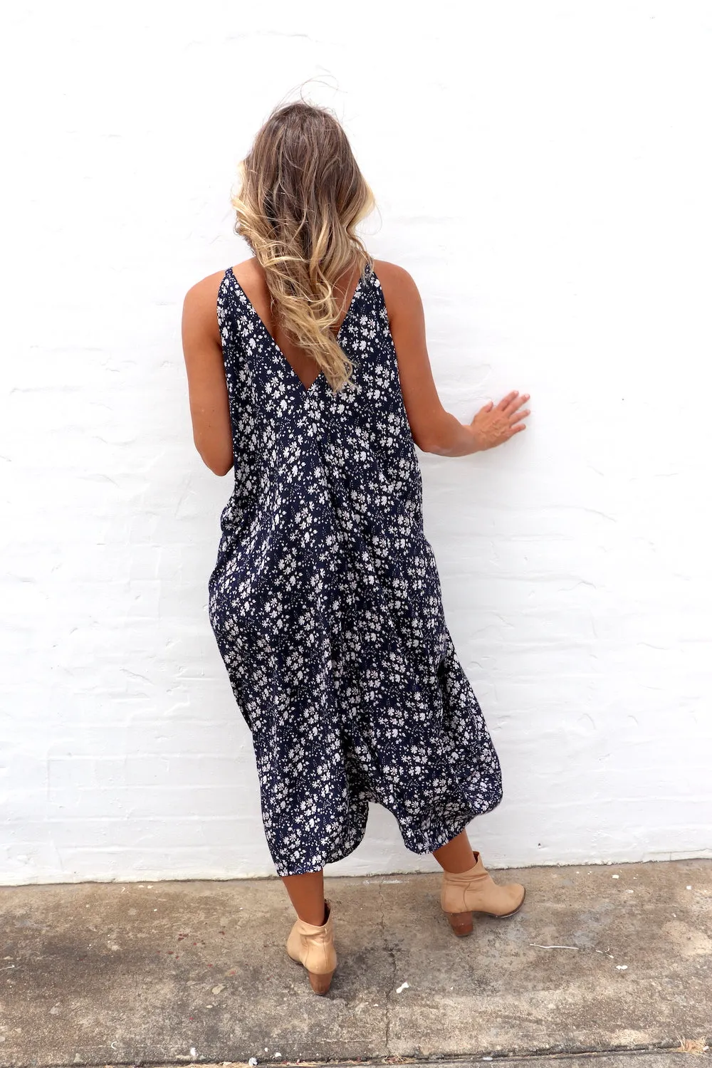 Palm Cove Dress Navy Flower