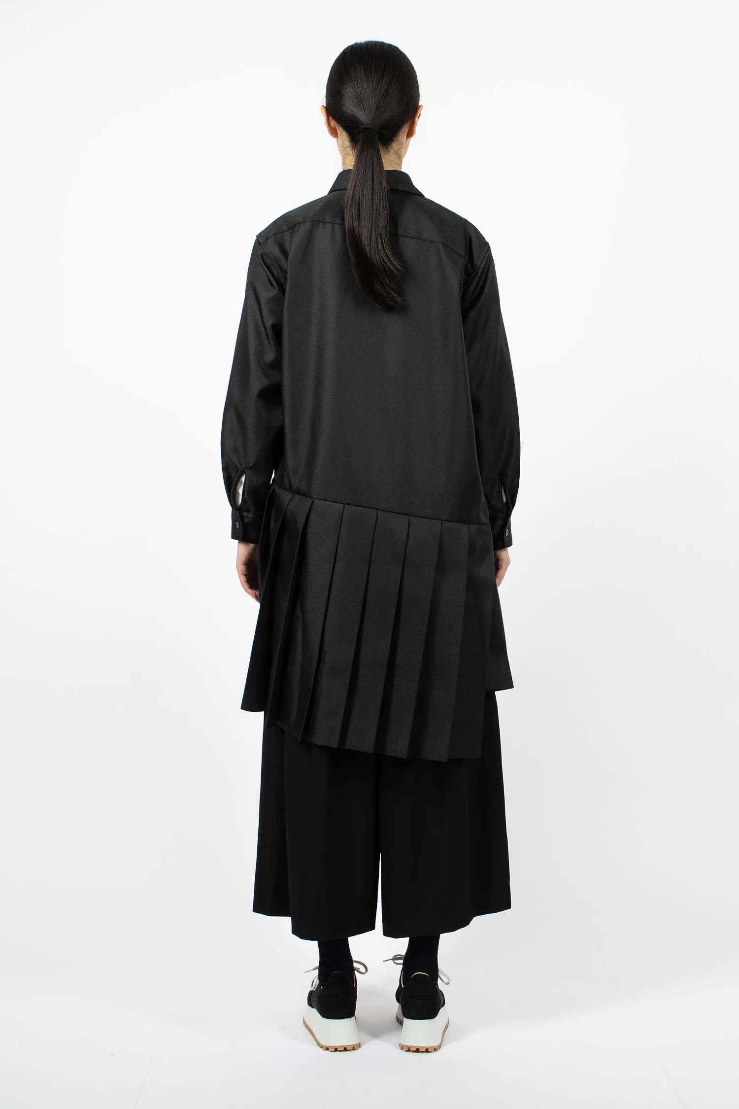 Pleated Asymmetric Dress Black