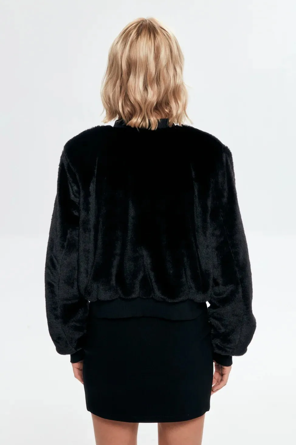 Plush Detailed Coat Jacket Black