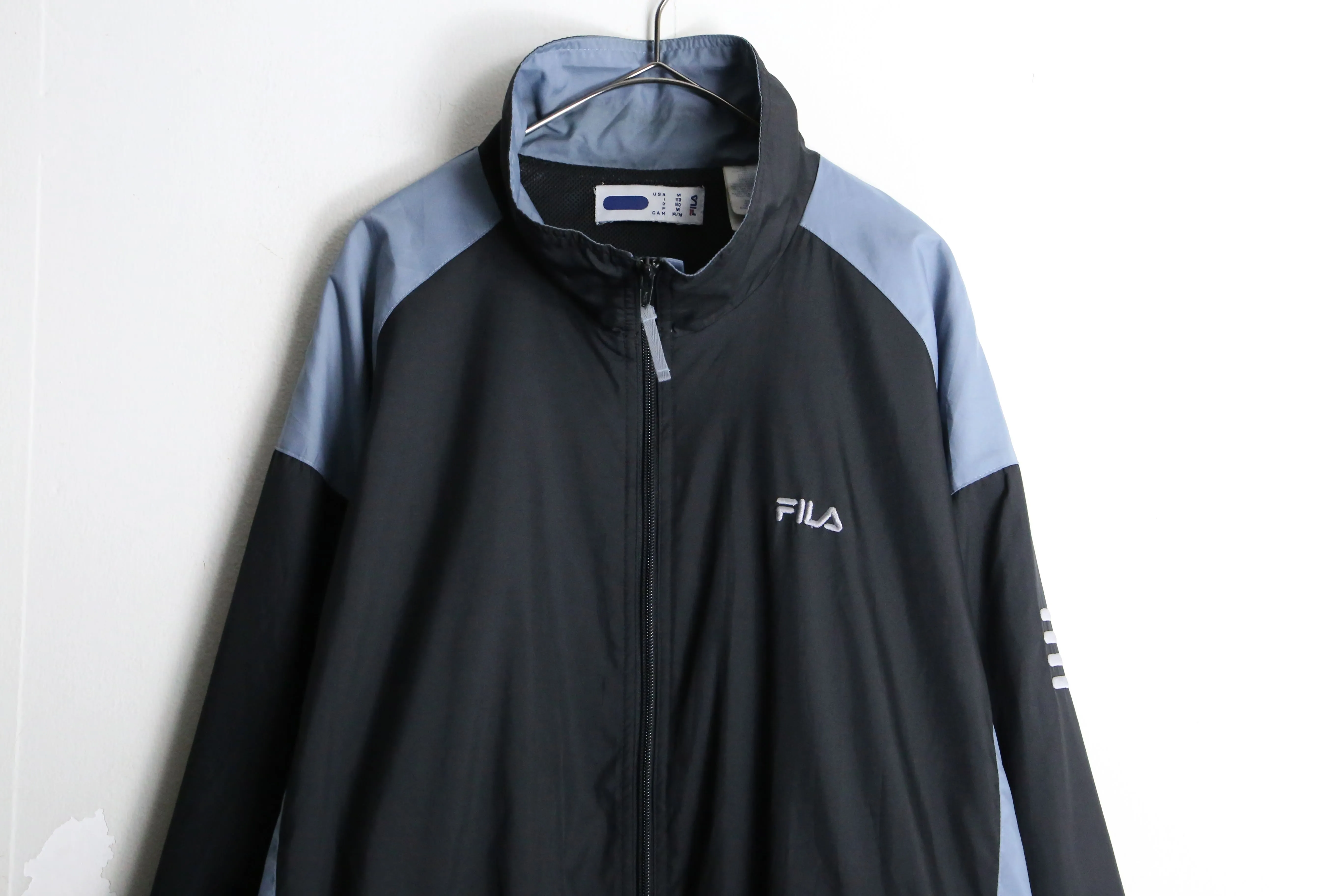 "FILA" dark tone high neck loose track jacket