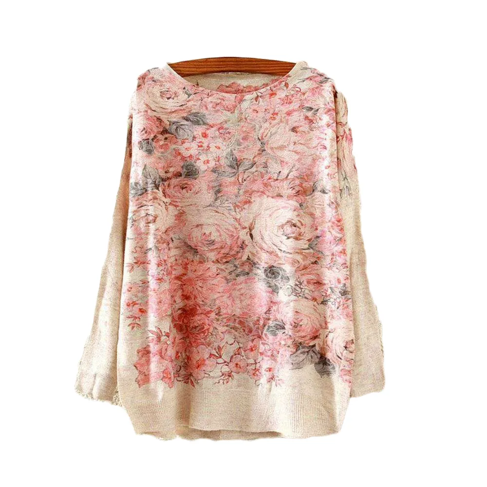 Rose Printed Knitted Long Sleeve