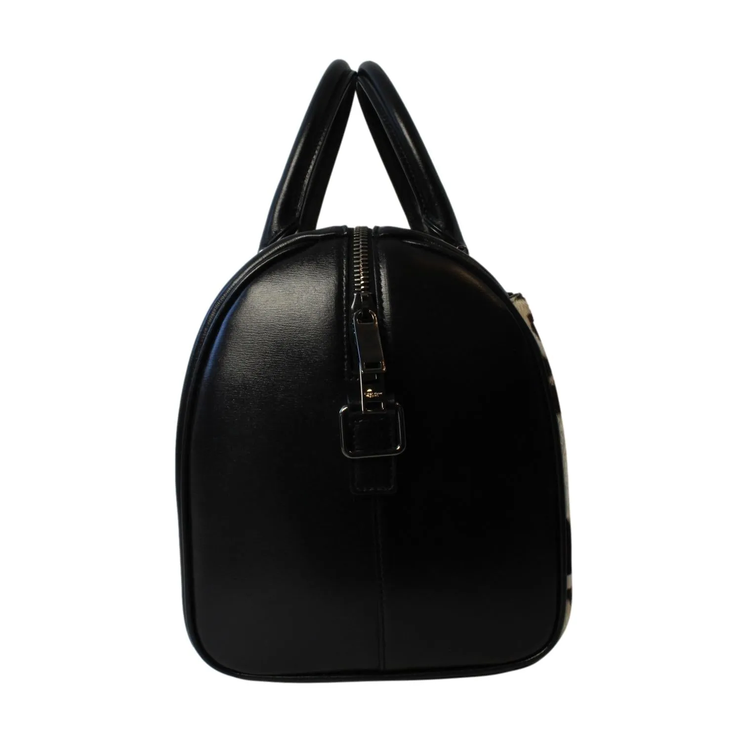 Saint Laurent 12 Hour Calfskin Leather Pony Hair Duffle Bag