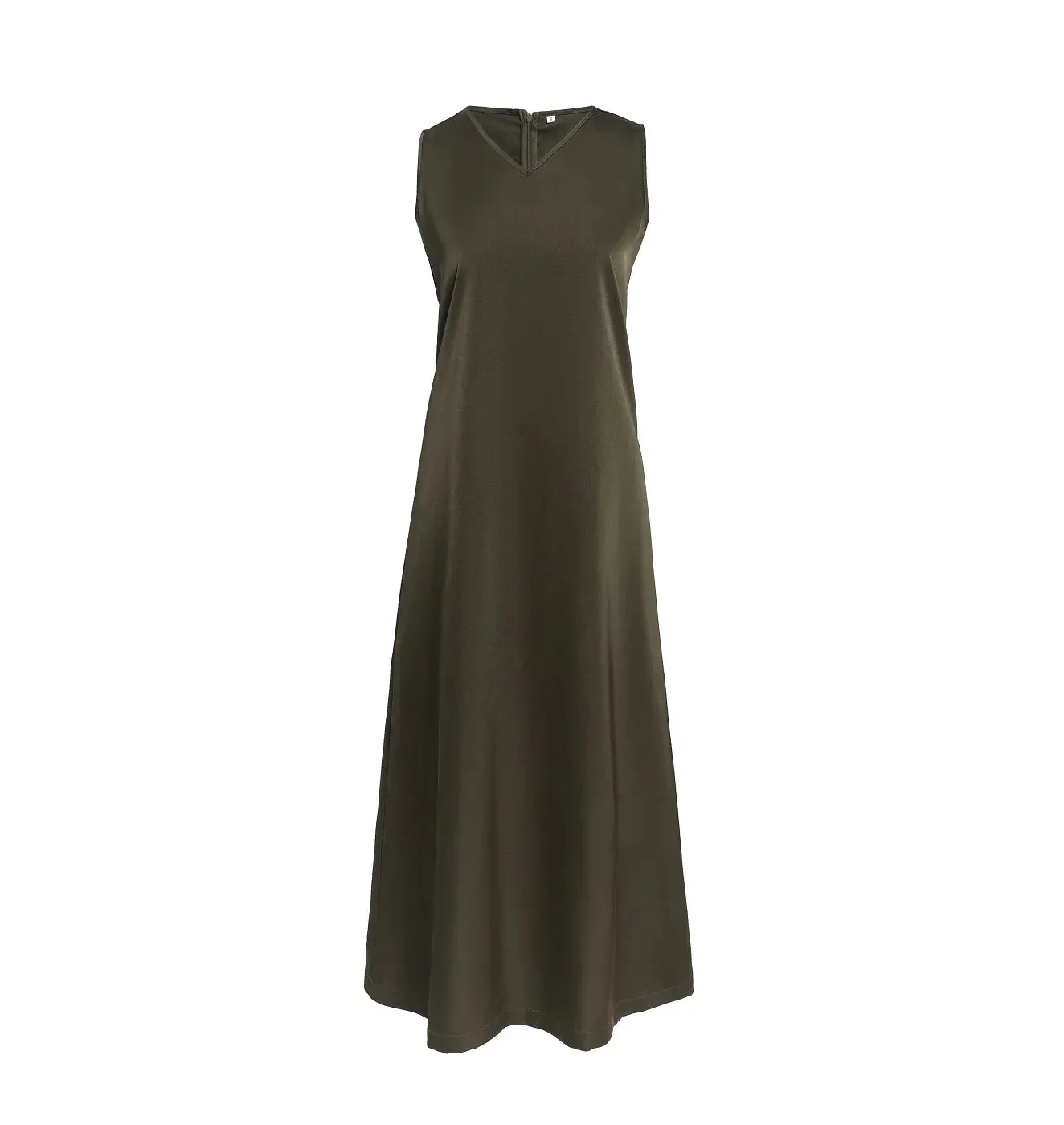 Satin Maxi Dress Rib Modal