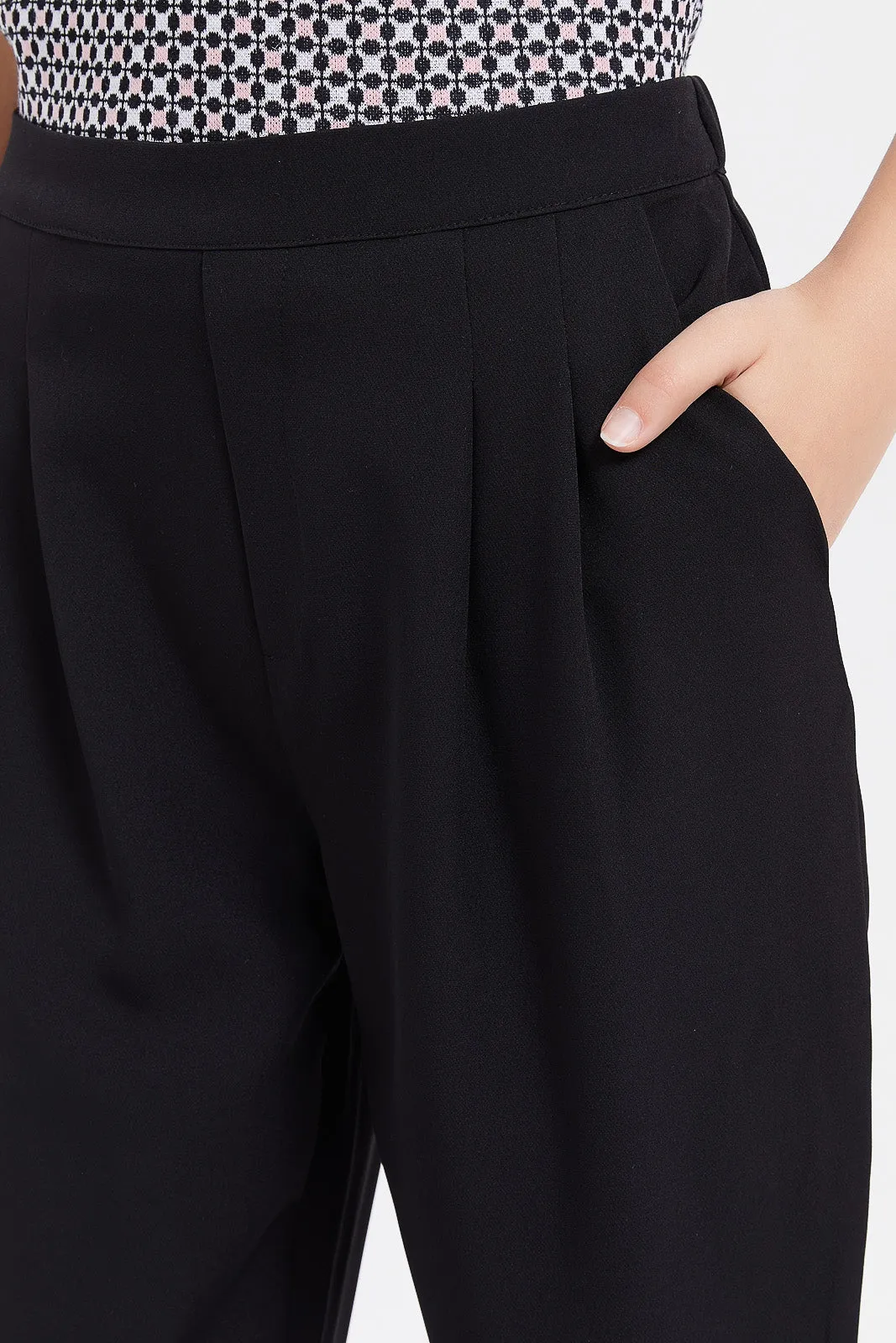 Senior Girls Black Culotte Pants