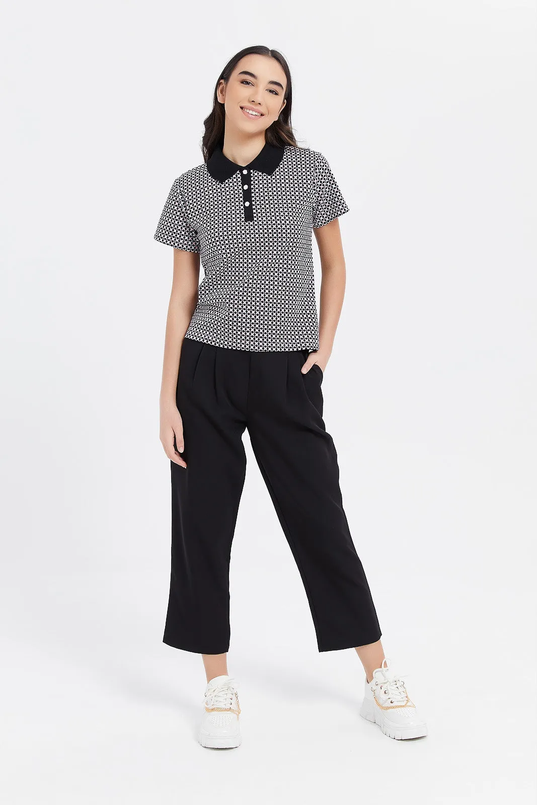 Senior Girls Black Culotte Pants