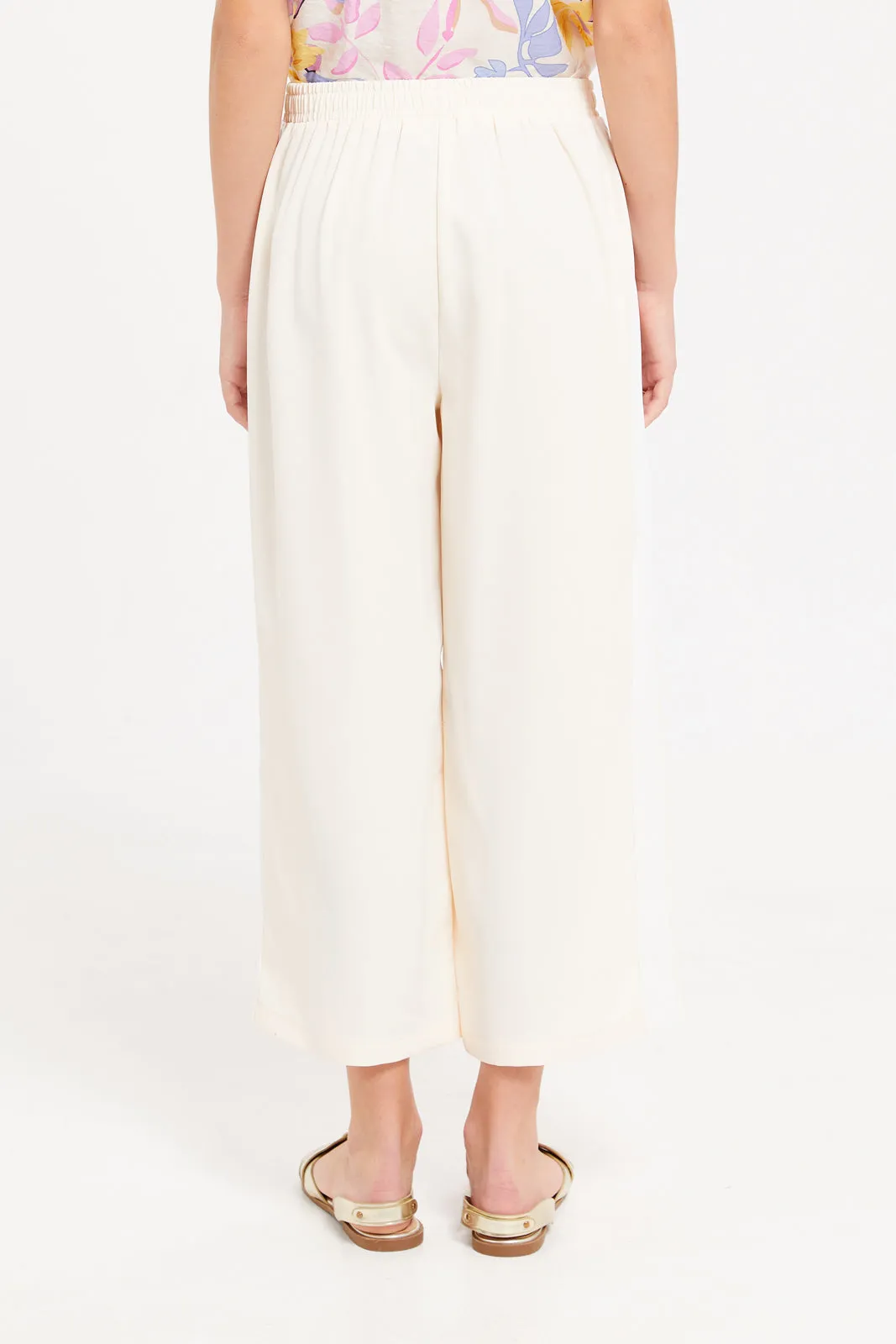 Senior Girls Cream Culottes With Pockets