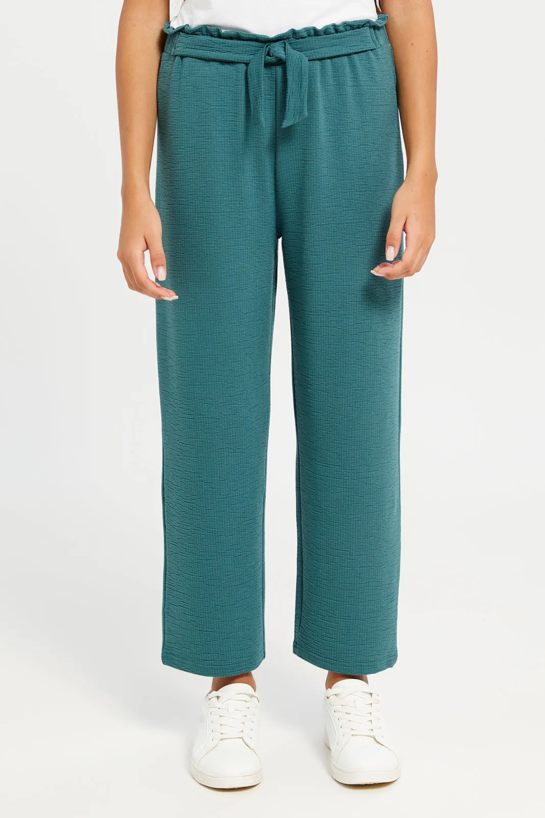 Senior Girls Green Jacquard Culottes