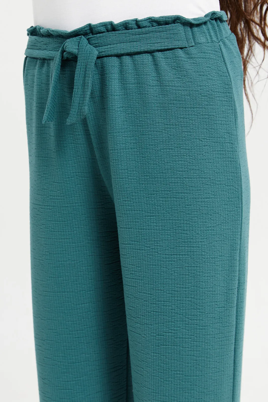 Senior Girls Green Jacquard Culottes