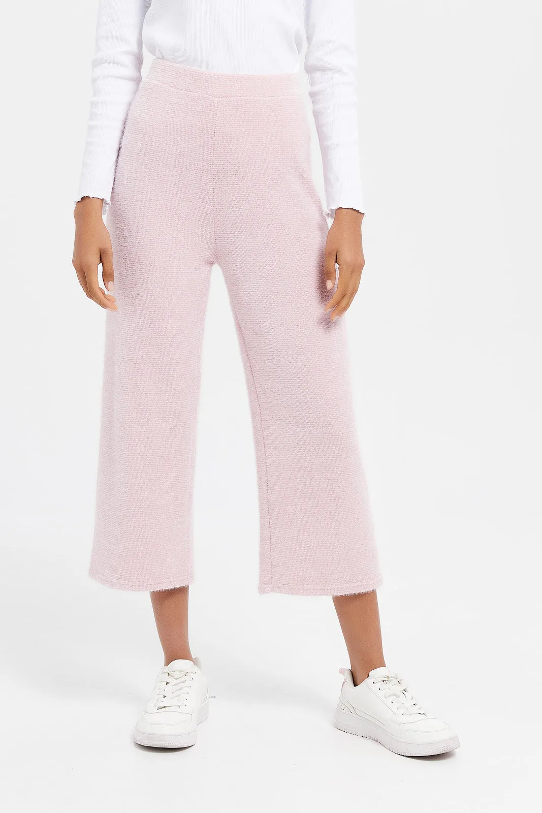 Senior Girls Pink Feather Yarn Culottes