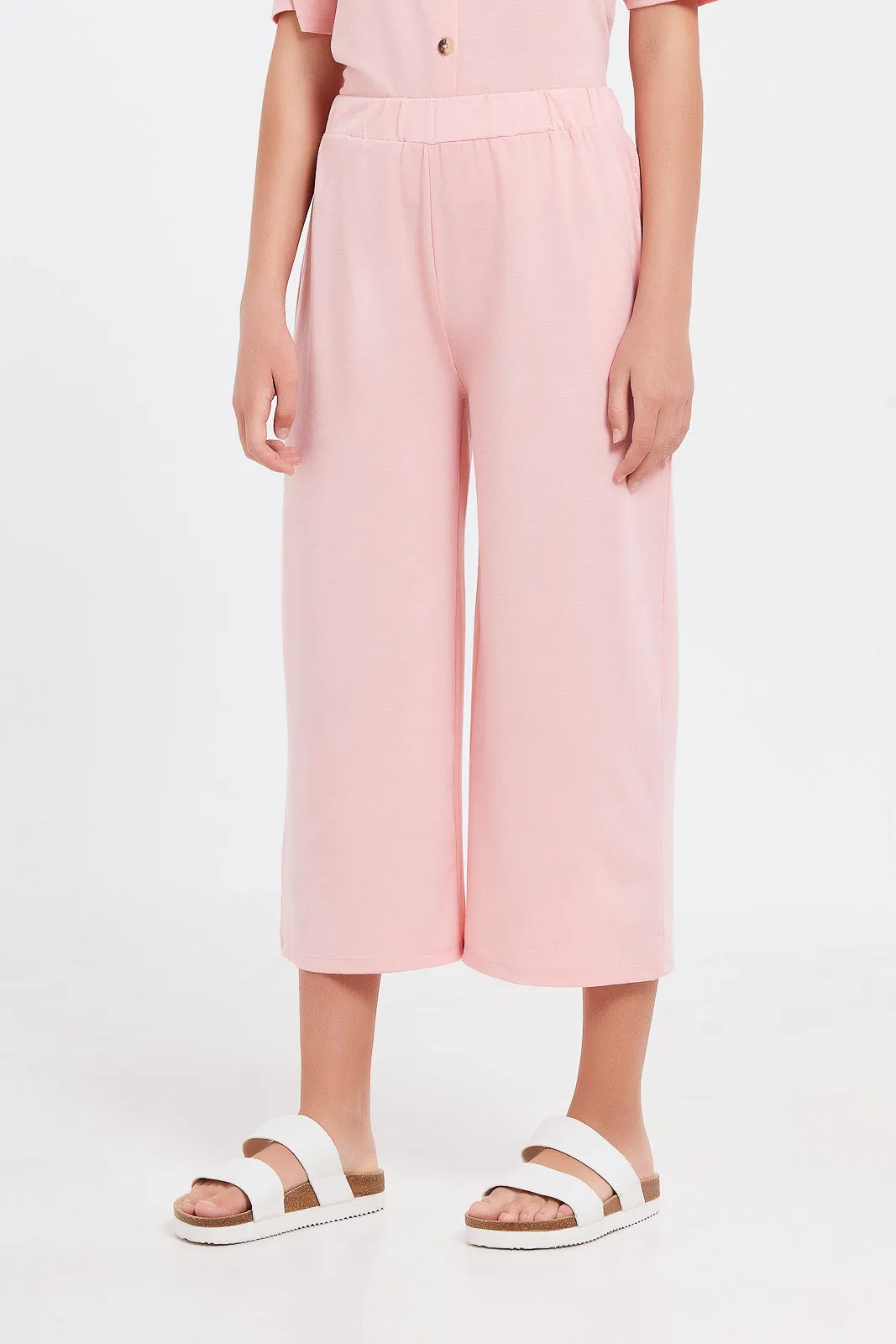 Senior Girls Pink Plain Culottes