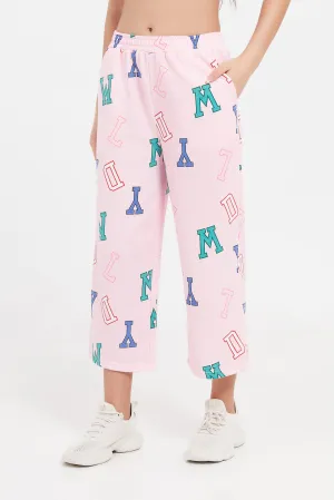 Senior Girls Pink Prints Culottes