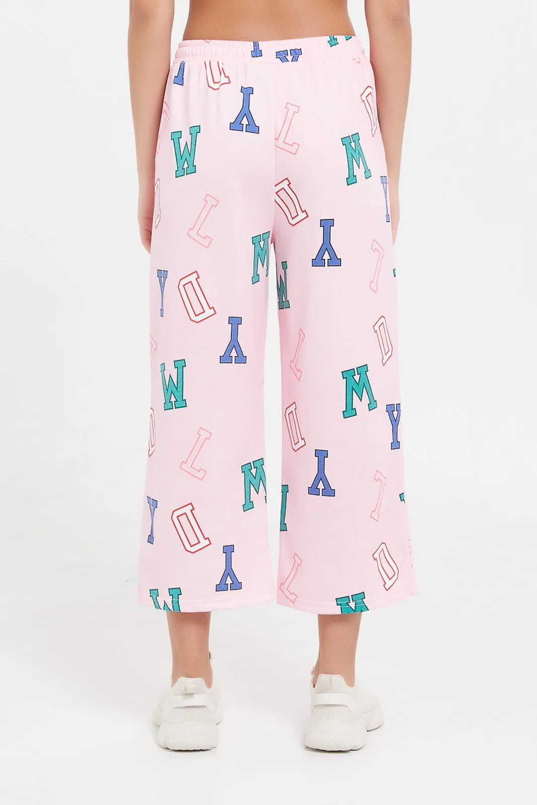 Senior Girls Pink Prints Culottes