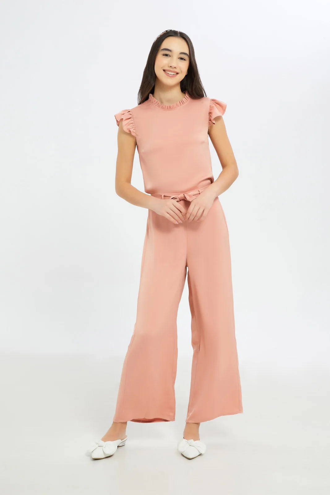 Senior Girls Pink Sateen Culottes