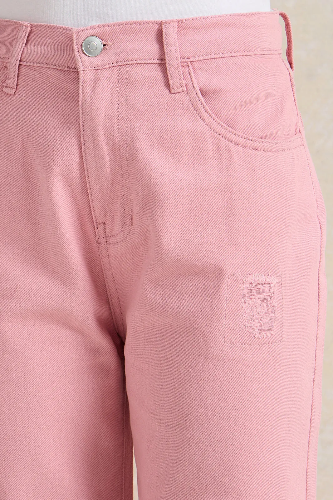 Senior Girls Pink Wide Leg Jeans