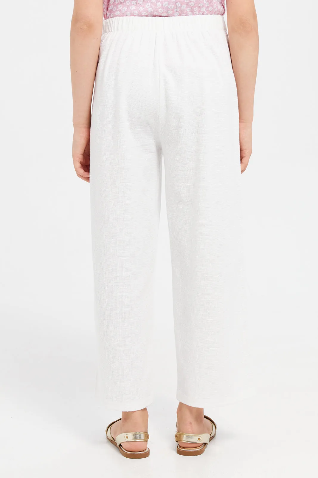 Senior Girls White Button Front Culotte Pants