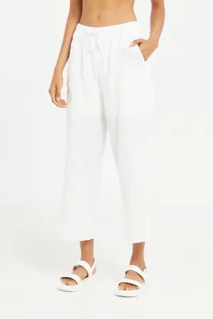 Senior Girls White Crinckle Culottes