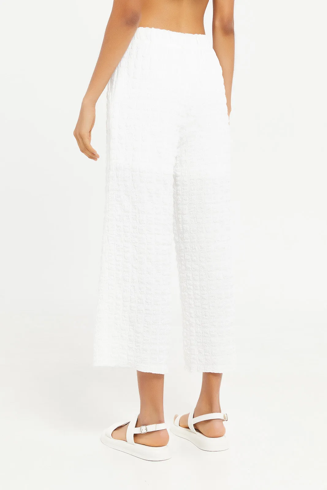 Senior Girls White Crinckle Culottes