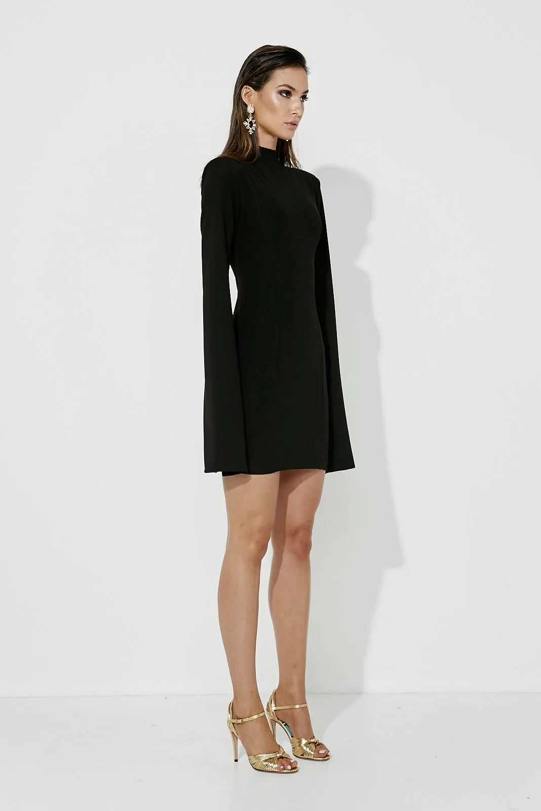 Sense Of Mystery Cape Sleeves Dress