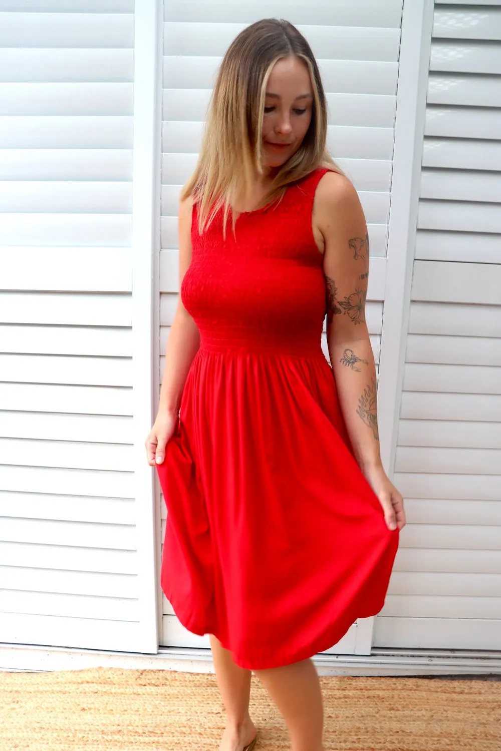 Sicily Summer Dress in Red