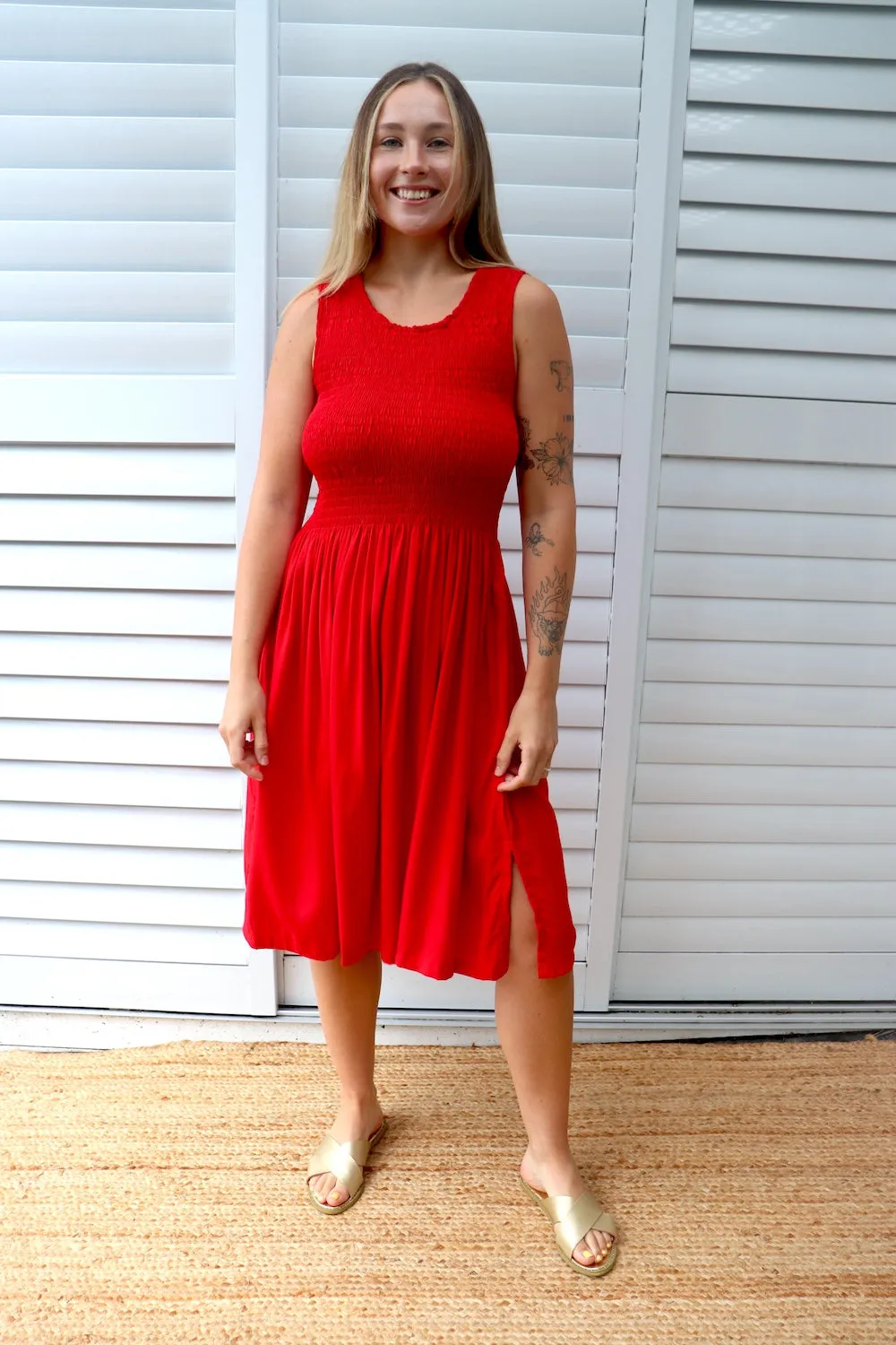 Sicily Summer Dress in Red