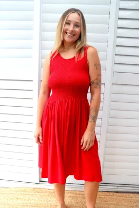 Sicily Summer Dress in Red