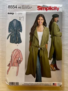 Simplicity Easy-to-Sew 8554 UNCUT Coat Sizes 6-14