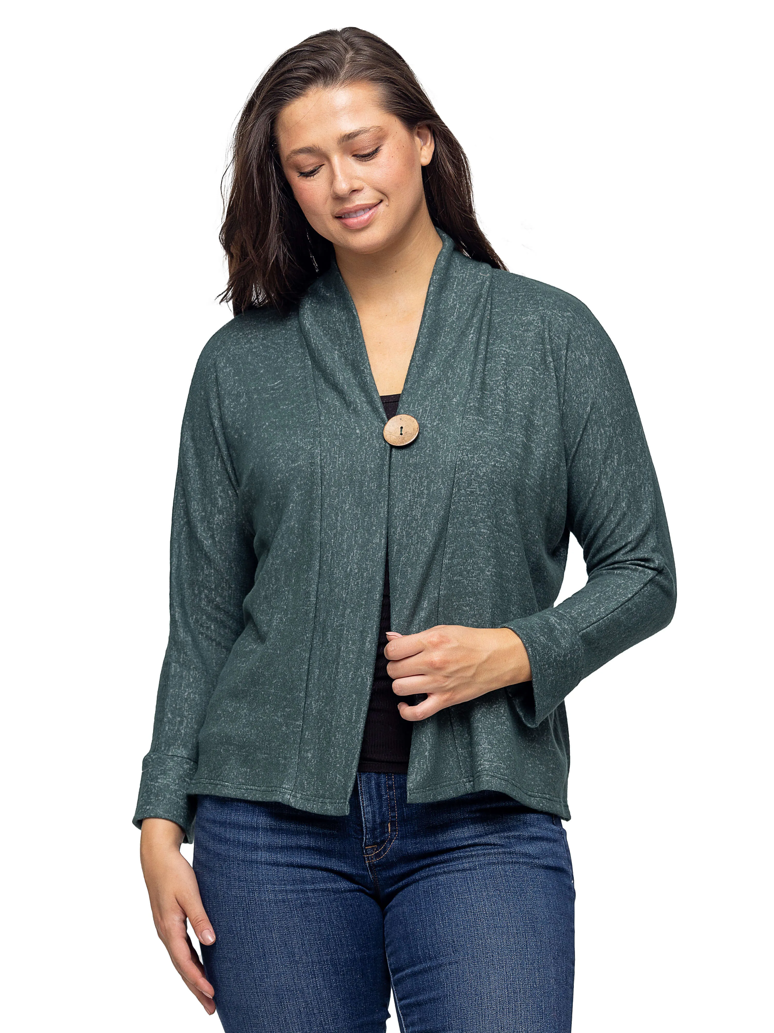 Single Button Front Long Sleeve Womens Cardigan