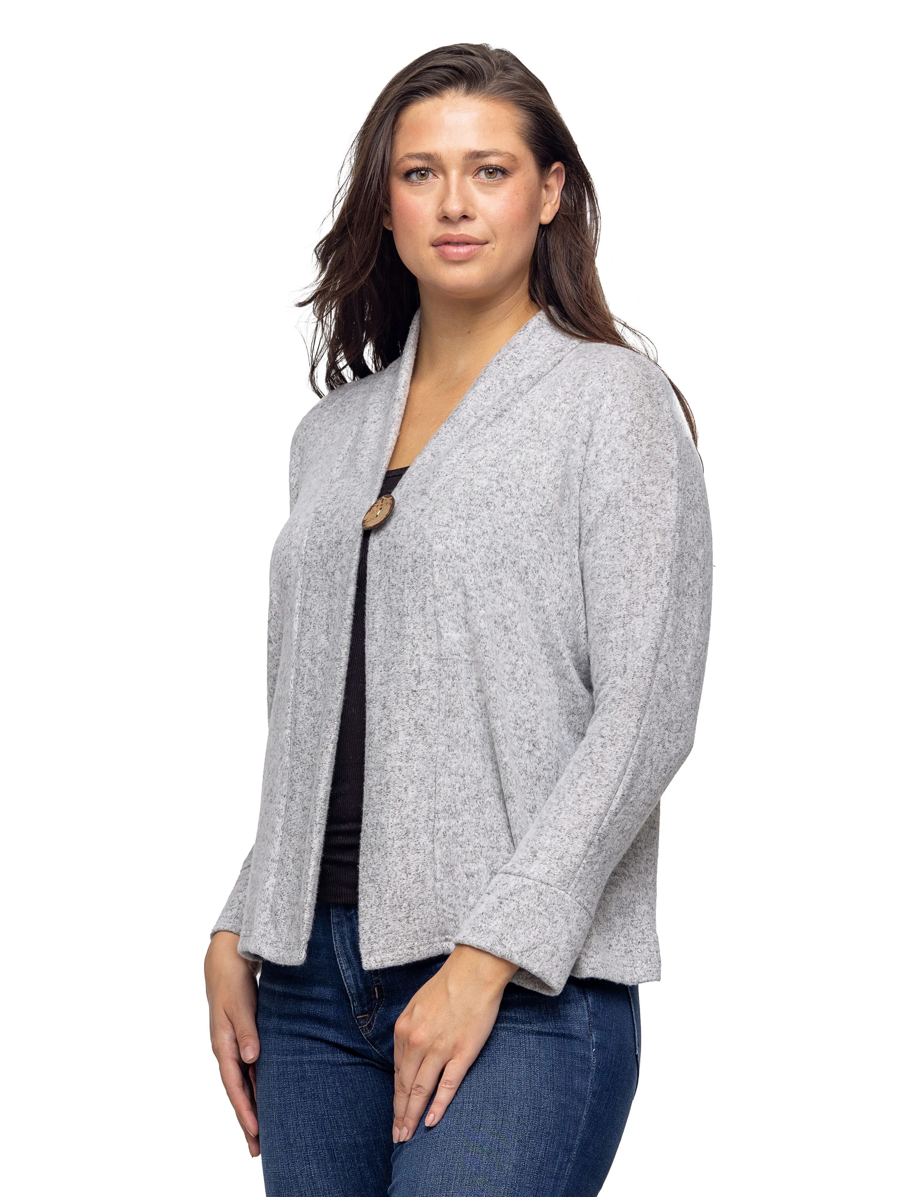 Single Button Front Long Sleeve Womens Cardigan