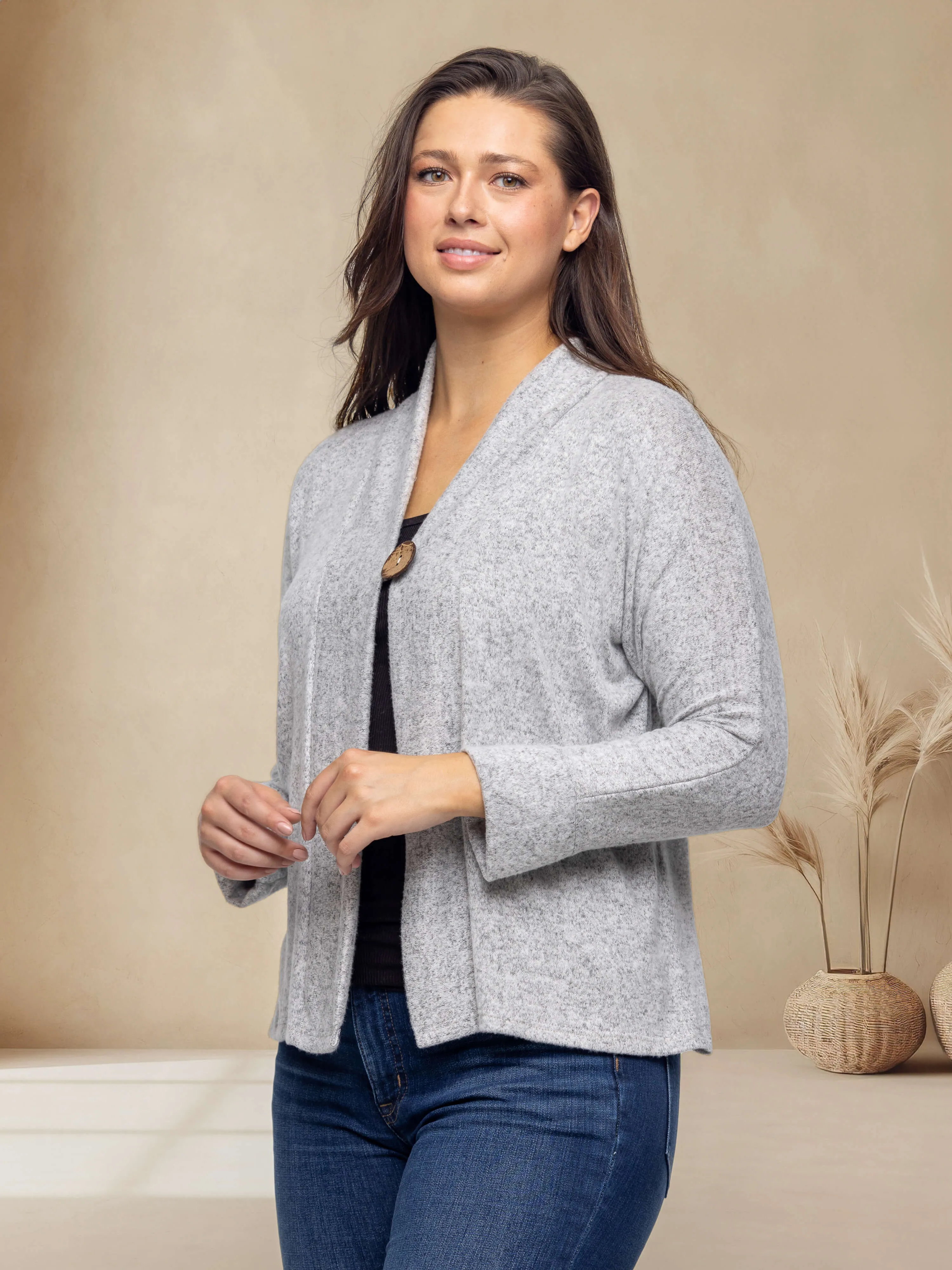 Single Button Front Long Sleeve Womens Cardigan