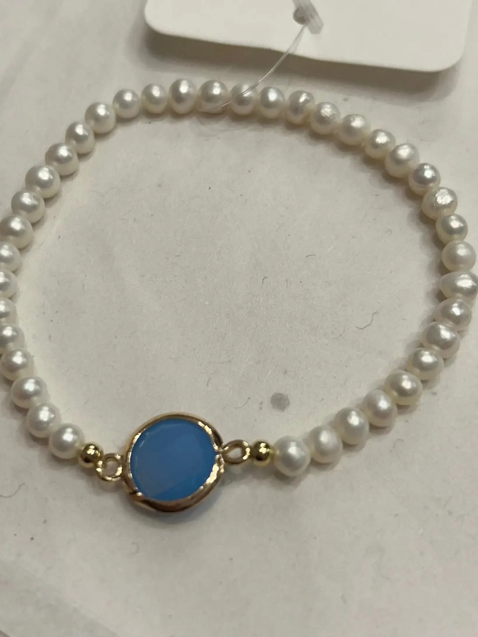 Small Beaded Pearl Bracelet with Crystal