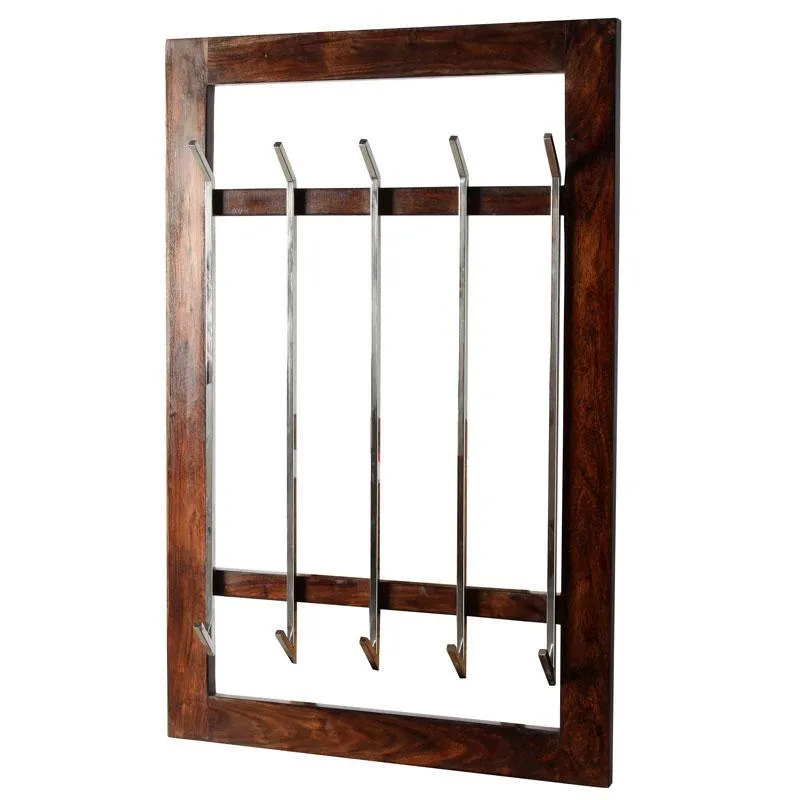 Small Rosewood Wall 10 coat rack