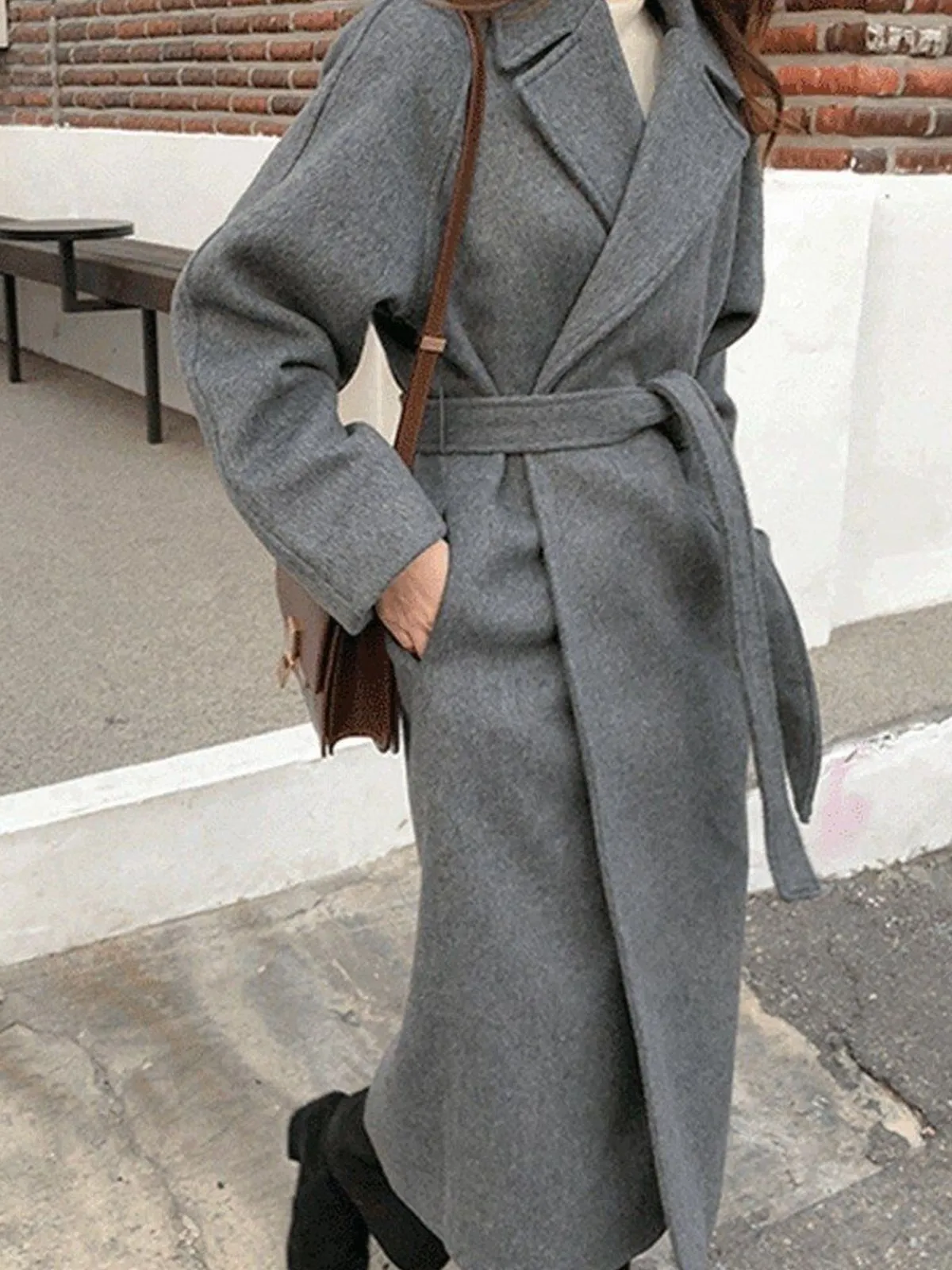 Soft Wool Belted Long Coat