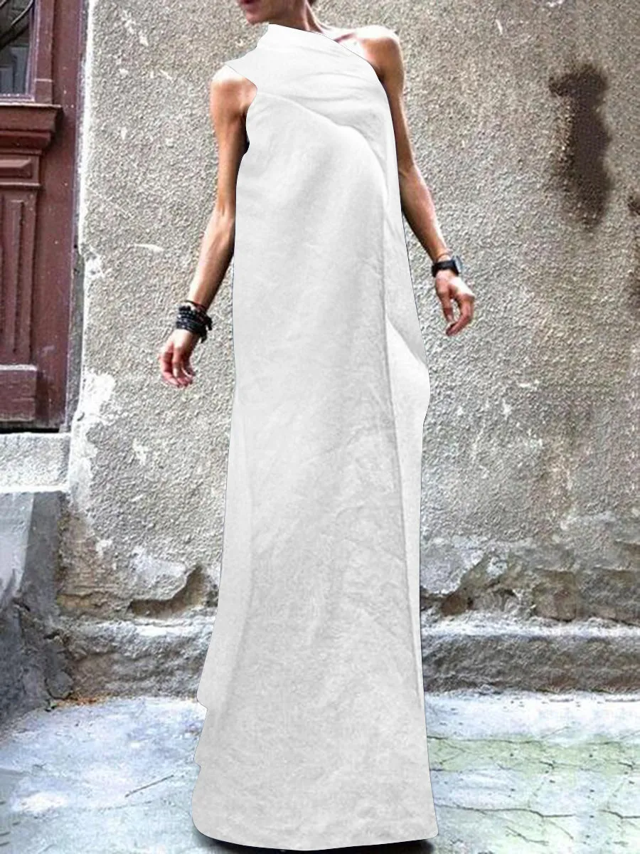 Split-joint Sleeveless Linen Dress