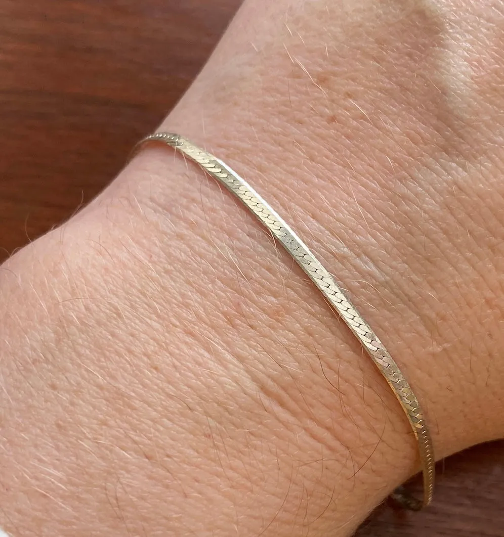 Sterling Silver 925 Herringbone Classic Bracelet 7.5" Long