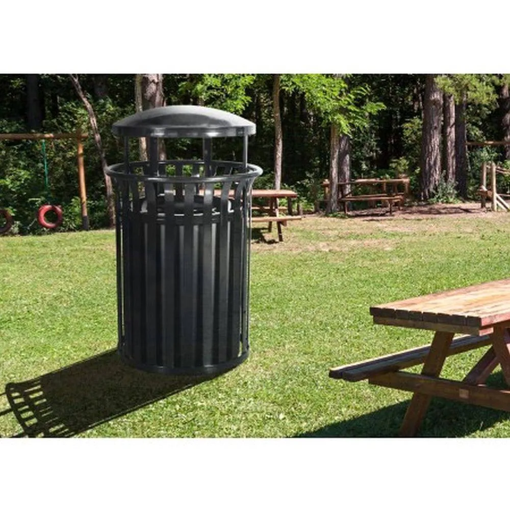 Streetscape Classic Outdoor Trash Receptacle w/ Rain Canopy (35 Gal.)