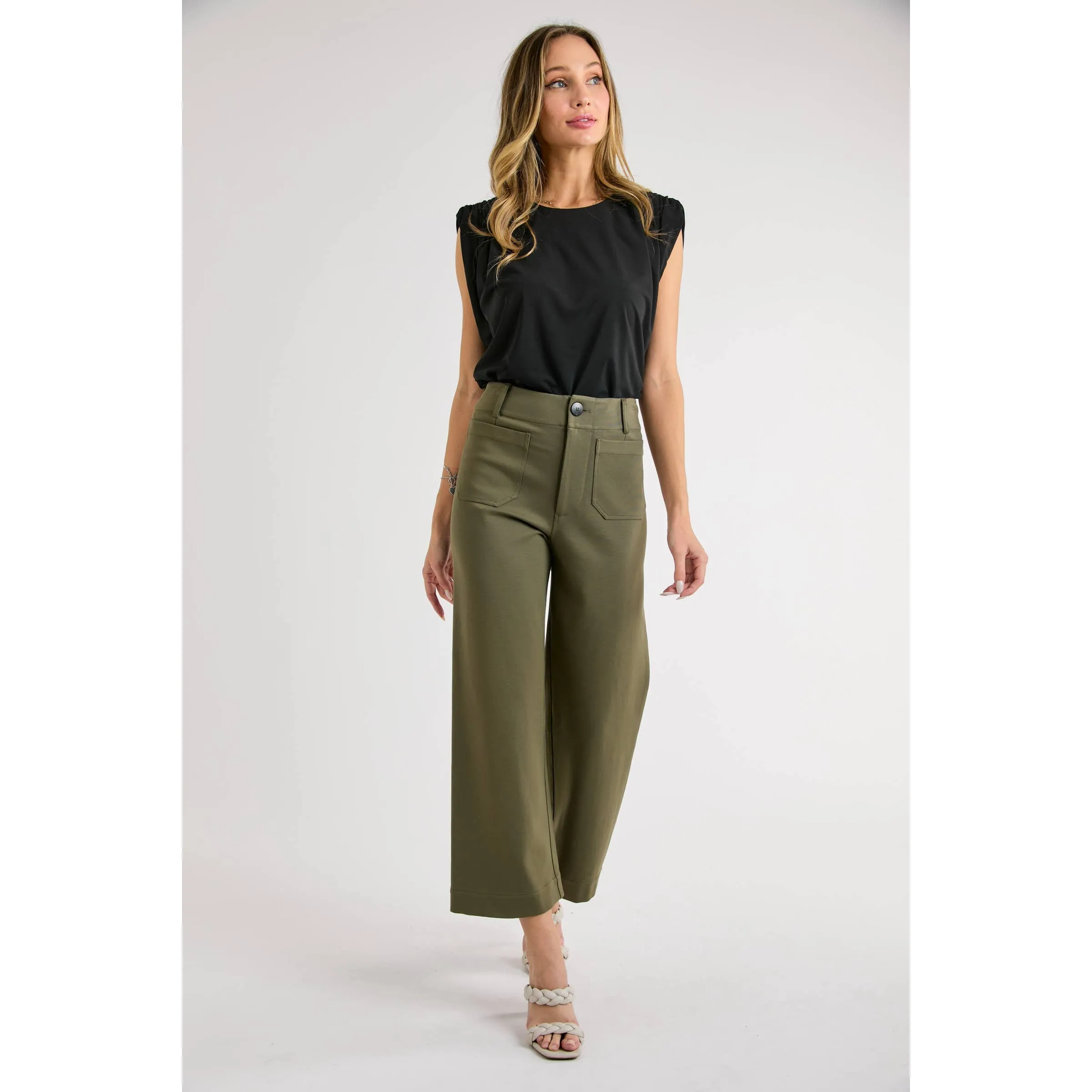 Super Stretch Pocket Front Knit Pants (Black/Wine/Olive/Khaki)