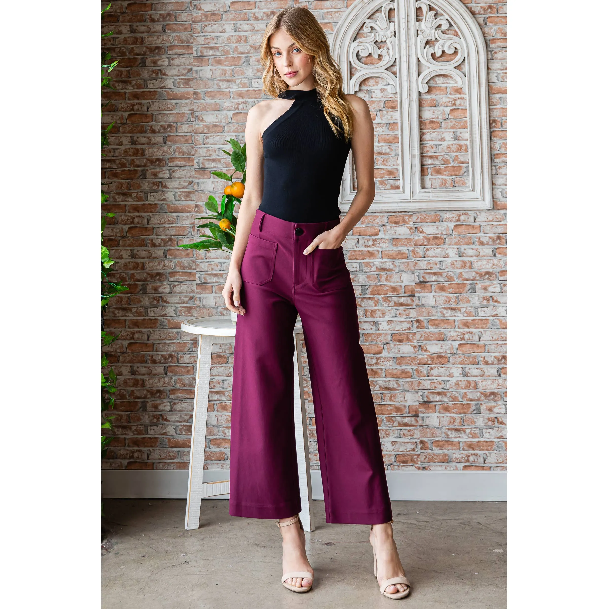 Super Stretch Pocket Front Knit Pants (Black/Wine/Olive/Khaki)