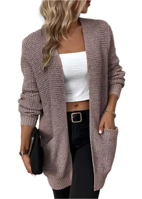 TEEK - Open Front Waffle Sweater Cardigan