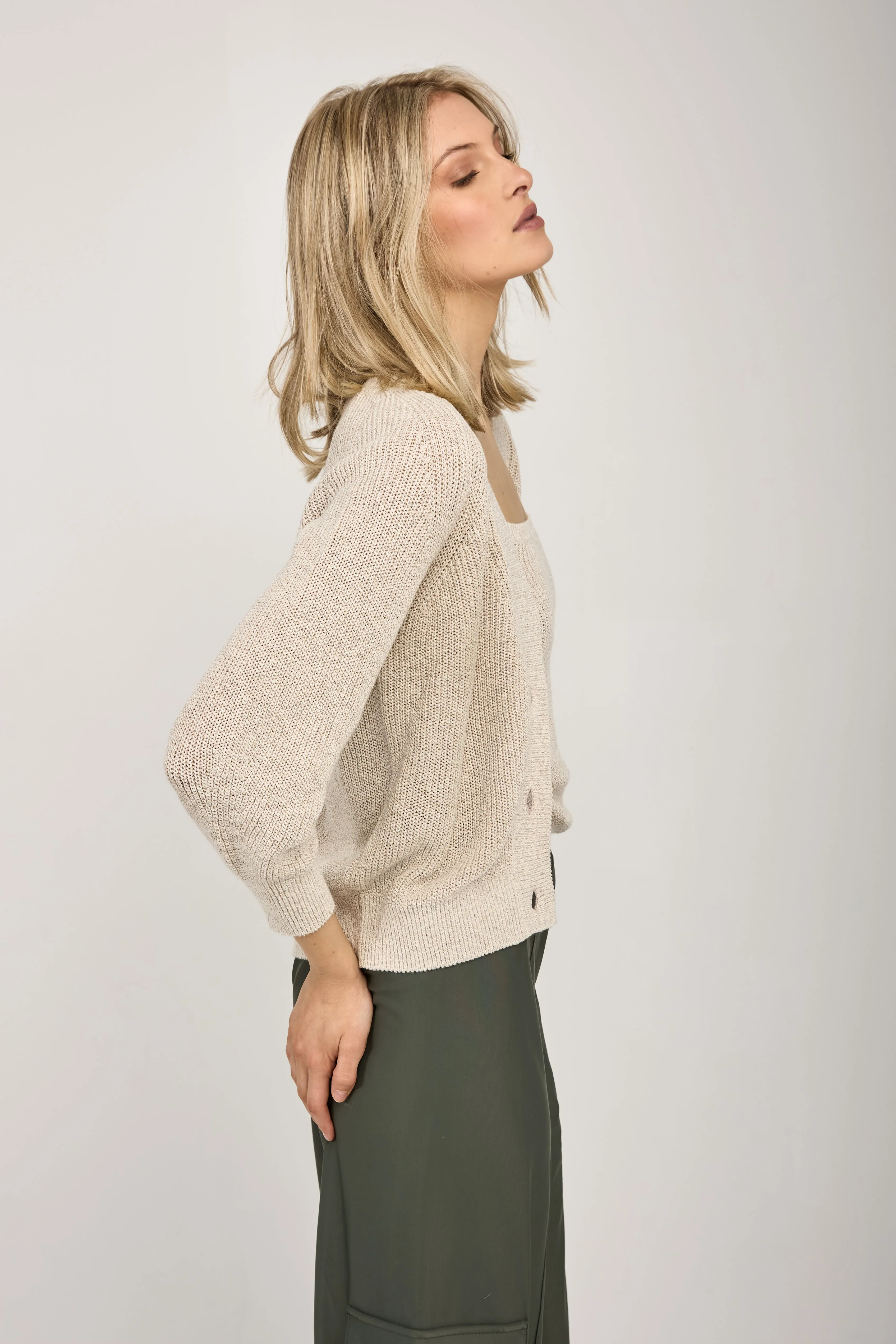 Tenore Knit Cardigan Twinset in Ecru